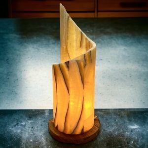 13” Onyx Table Lamp with  Travertine Base